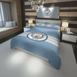 3d Manchester City Fc Logo Soccer Duvet Cover Bedding Set For Fans