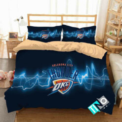 3d Nba Oklahoma City Thunder Logo Basketball Bedding Set (duvet Cover & Pillow Cases)