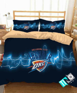3d Nba Oklahoma City Thunder Logo Basketball Bedding Set (duvet Cover & Pillow Cases)