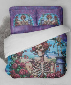 3d The Grateful Dead Flower Skeleton Skull Bed Sheets Duvet Cover Bedding Sets
