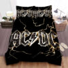 Ac/dc Name Logo On Thunder Background Art Bed Sheet Duvet Cover Bedding Sets