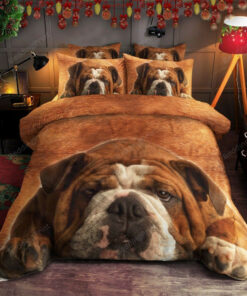 Adorable Bulldog Lying Bed Sheets Duvet Cover Bedding Sets Perfect Gifts For Bulldog Lover Gifts For Birthday Christmas Thanksgiving