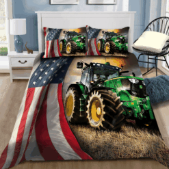 American Flag And Tractor Bed Sheets Spread Duvet Cover Bedding Sets