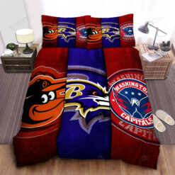 Baltimore Orioles - Baltimore Ravens And Washington Capitals Custom Bed Sheet Duvet Cover Bedding Sets