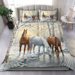 Beautiful Horse In The Winter Bedding Set Bed Sheet Duvet Cover Bedding Sets
