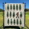 Bigfoot And Pine Tree Pattern Quilt Blanket