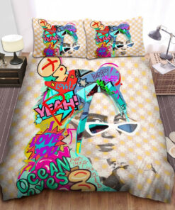 Billie Eilish Portrait In Pop Artwork Bed Sheets Duvet Cover Bedding Sets