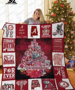 Bl Alabama Crimson Tide Christmas Tree Quilt Blanket