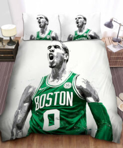 Boston Celtics Jayson Tatum Celebrating Painting Bed Sheet Duvet Cover Bedding Sets