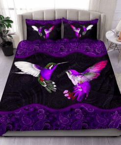 Couple Hummingbird Purple Mandala Bed Sheets Duvet Cover Bedding Sets Perfect Gifts For Hummingbird Lover Gifts For Birthday Christmas Thanksgiving