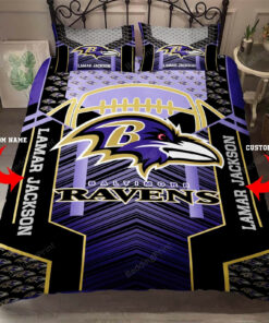 Custom Name Baltimore Ravens Bedding Set - Custom Name Baltimore Ravens Duvet Covers - Custom Name Baltimore Ravens Nfl Fan Bedding Set L698
