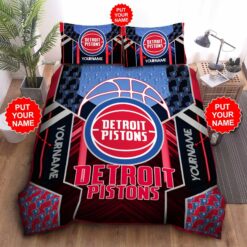 Custom Name Detroit Pistons Bedding Set Custom Name Detroit Pistons Duvet Cover Detroit Pistons Comforter Sets Detroit Pistons Nba Tdv11