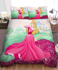 Disney Princess Aurora In Front Of The Castle Bed Sheet Duvet Cover Bedding Sets