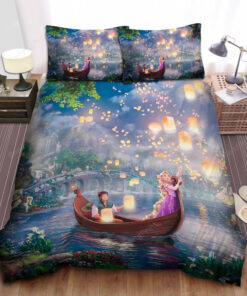 Disney Princess Rapunzel & Flynn Rider In Sky Lanterns Night Bed Sheet Duvet Cover Bedding Sets
