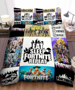 Eat Sleep Fortnite Repeat Bedding Set For Fans Duvet Cover Pillow Cases
