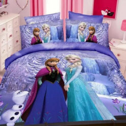 Elsa And Anna Frozen Cartoon Bedding Duvet Set