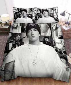Eminem The Real Slim Shady Black & White Images Collage Bed Sheets Duvet Cover Bedding Sets