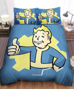 Fallout, Vector Of The Vault Boy Bed Sheets Duvet Cover Bedding Sets