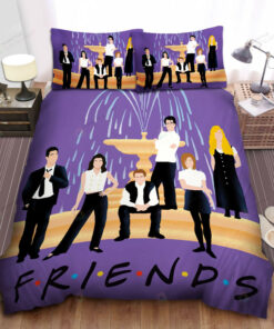 Friends Characters And The Iconic Water Fountain Art Bed Sheets Spread Comforter Duvet Cover Bedding Sets