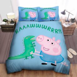 George Pig And Mr. Dinosaur Bed Sheets Duvet Cover Bedding Sets