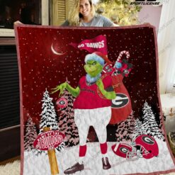 Georgia Bulldogs Grinch Quilt Blanket