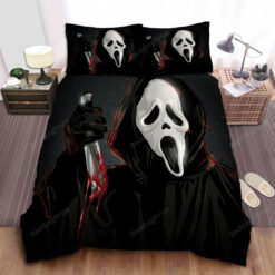 Ghostface With Bloody Knife Illustration Bed Sheets Duvet Cover Bedding Sets