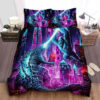 Godzilla & Kong Fighting In Neon Lights City Bed Sheets Duvet Cover Bedding Sets