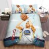 Golden State Warriors Stephen Curry 3 Point Shot Illustration Bed Sheet Duvet Cover Bedding Sets