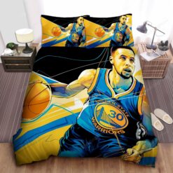 Golden State Warriors Stephen Curry Digital Painting Bed Sheet Duvet Cover Bedding Sets