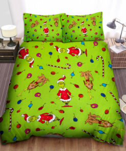 Grinch Christmas Pattern Bed Sheets Duvet Cover Bedding Sets