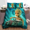 Guardians Of The Galaxy Cute Baby Groot And The Anulax Bomb Illustration Bed Sheets Duvet Cover Bedding Sets