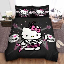 Hello Kitty In Punk Rock Style Bed Sheets Spread Duvet Cover Bedding Sets