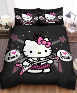 Hello Kitty In Punk Rock Style Bed Sheets Spread Duvet Cover Bedding Sets