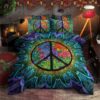 Hippie Peace Symbol Bed Sheets Spread Duvet Cover Bedding Sets Perfect Gifts For Fox Hippie Gifts For Birthday Christmas Thanksgiving