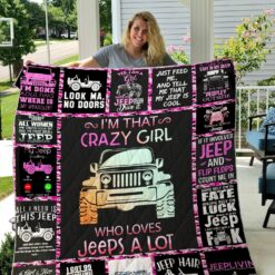 Jeep Girl Black Quilt Blanket 09