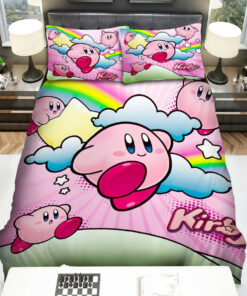 Kirby Multiple Kirby With Rainbow Bed Sheets Duvet Cover Bedding Sets