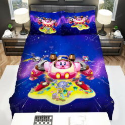 Kirby Robot In Galaxy Bed Sheets Duvet Cover Bedding Sets