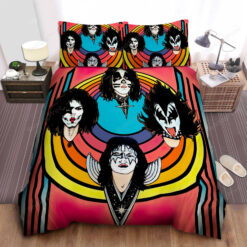 Kiss Band Cartoon Members Heads Bed Sheet Duvet Cover Bedding Sets