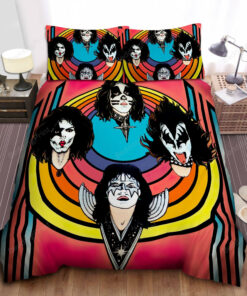 Kiss Band Cartoon Members Heads Bed Sheet Duvet Cover Bedding Sets