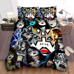 Kiss Band Images Collage Bed Sheet Spread Comforter Duvet Cover Bedding Sets