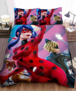 Ladybug Cat Noir And Rena Rouge Bed Sheets Duvet Cover Bedding Sets