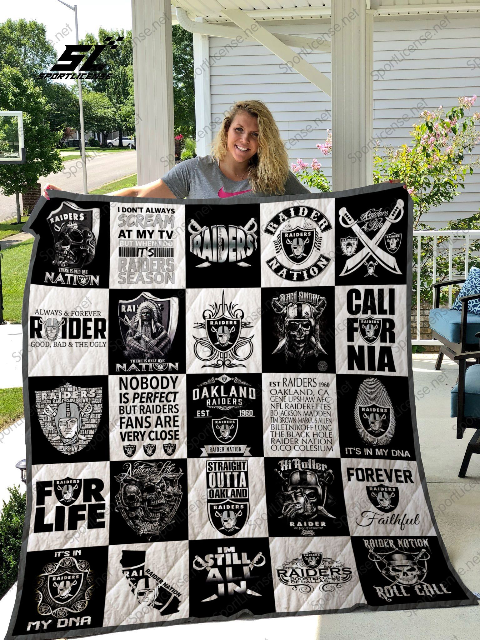 Las Vegas Raiders Quilt Blanket 02 Las Vegas Raiders Quilt Blanket 02