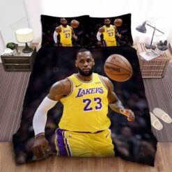 Lebron James In Los Angeles Lakers Uniform Bed Sheet Duvet Cover Bedding Sets
