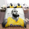 Los Angeles Lakers Black & White Lebron James In Colored Uniform Bed Sheet Spread Comforter Duvet Cover Bedding Sets