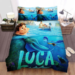Luca (2021) Poster Movie Poster Bed Sheets Duvet Cover Bedding Sets Ver 4