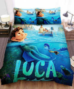 Luca (2021) Poster Movie Poster Bed Sheets Duvet Cover Bedding Sets Ver 4