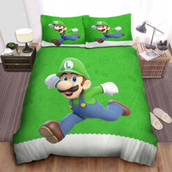 Luigi In Green Super Mario Theme Bed Sheets Duvet Cover Bedding Sets