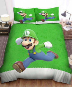 Luigi In Green Super Mario Theme Bed Sheets Duvet Cover Bedding Sets