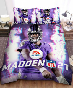 Madden Nfl 21 Lamar Jackson Cover Athlete Bed Sheets Duvet Cover Bedding Sets