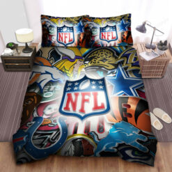 Madden Nfl 3d Logo In Nfl Teams Logos Background Bed Sheets Duvet Cover Bedding Sets